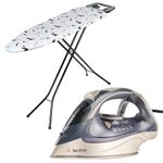 Beldray COMBO-9211 Steam Iron & Ironing Board Set – Powerlite, Ceramic Soleplate, 200g/min Steam Shot, 320ml, Variable Temperature, Compact Ironing Table, Heat Reflective Surface, 110 x 33cm, 3200W