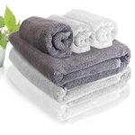 HEELIUM Bamboo Towel Set, 3 Bath & 3 Hand Towel Set, 600 GSM, Super Absorbent & Soft