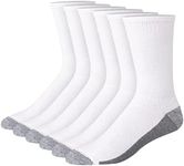 Hanes Men's Cushioned Crew Socks, Available in 6, 8, and 12-Packs, White/Grey Foot Bottom - 6 Pack, 6-12