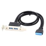 CY Low Profile 80mm USB 3.0 Female Back Panel to Motherboard 20Pin Male Cable with PCI Bracket 50cm