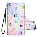 JRIANY for iPhone 6 Case/iPhone 6s Case 4.7-inch, PU Leather Wallet Case with Card Holder Animal Pattern Cute Design Shockproof Cover Flip Case Compatible with Apple iPhone 6/6s - Pawprint