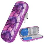 JAKAGO Insulin Cooler Travel Case with 2 Gel Ice Pack TSA Approved Diabetic Medication Cooler Bag with Thermal Insulation Mini Medical Cooling Pouch for Traveling (Marble Purple)