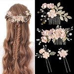 Bridesmaid Hair Accessories, Wedding Hair Side Combs Bridal Hair Pieces Flower Hair Pins For Women Wedding Hair Accessories For Women Girls, Wedding, Ball（4pcs）