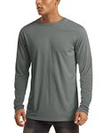 MAGCOMSEN Men's Outdoor UV Protection Shirts UPF 50+ Casual Lightweight T-Shirts for Men Long Sleeve Shirts Mens Quick Dry Running Walking T Shirts Grey