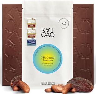 Kaicao Chocolate Negro 75% Cacao - Origen Kokoa Kamili, Tanzania - Endulzado con Dátiles – Chocolate sin Azúcar Refinada - sin Lactosa, sin Gluten, Vegano - Cacao de Origen Único - 2 x 70 gr