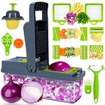 Bemece Vegetable Chopper, Salad Chopper with 8 Blades, Multi-Functional Mandoline Vegetable Cutter, for Cutting Carrot, Garlic, Onion and Potato (15 in 1)