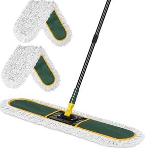 36" Commercial Dust Mop for Floor Cleaning with Replacement Mop Pads, Heavy Duty Industrial Large Floor Wet Dry Mop for Cleaning Office Garage Hardwood Warehouse Factory Mall