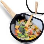BLACKSMITH Saute Pan with Glass Lid 28 cm | Non Stick Deep Frying Pan Non Stick Induction Cookware/cooktop Nonstick Cooking Pan with Wooden Handle, Saute Fry pan