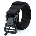 JETTREAM Nylon Tactical Belt for Men Military Style Webbing with Quick-Release Plastic Magnetic Buckle Casual Quick-Fastening Outdoor Belt (Black)