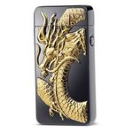 Kivors Electric Lighter, Plasma Lighter USB Rechargeable Double Arc Lighter Windproof Flameless Zinc Alloy Metal Polishing Dragon Lighter