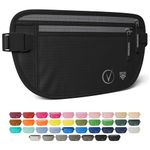 Vantamo Money Belt For Travel Hidden, RFID Protected Waist Wallet, Fits Passport & Phone with cover, Black Gray, 36", Money Belt