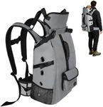 FOXFOCUS Breathable Dog Hiking Backpack Carrier for Large Dogs, Grey
