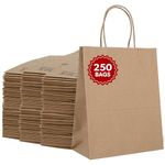 Duro ID# 84597 Tempo Shopping Bag 60# 100% Recycled Natural Kraft pk250 4-1/2 x 8 x 10-1/4