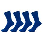 ZAKIRA Finest Combed Cotton Terry Lined Athletic Crew Socks for Men, Women - 4 Pack, 7-12 (US), Royal Blue