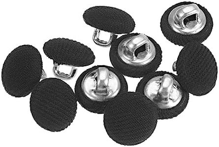 sourcing map Botón Cubierto de Tela de 16L 10uds, Botones de Costura de 10mm con Vástago Metálico Redondo para Trajes Vestido Blusas, Negro