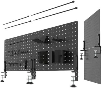 Clamp On Desk Pegboard 32" x 12" with Accessories Black