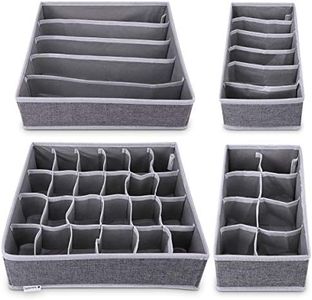 Navaris 4x Organizer per Cassetti - Scatole con Divisori Portabiancheria in Tessuto Non-Tessuto 4 Misure - Organizzazione Salvaspazio Cassettiere