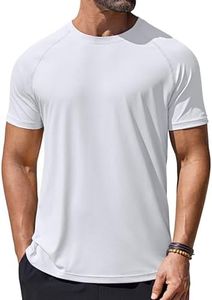 COOFANDY Men's Short Sleeve T Shirts Uv Rash Guard Swim Shirt Quick Dry Athletic Shirt White