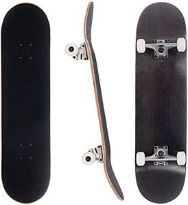 3WHYS Complete Skateboard | Maple Wood | Double Kick Medium Concave Deck | ABEC 7 Bearings | Skateboard for Beginners, Teens & Adults | Black