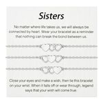 Sister Bracelets 3 Pcs Silver Heart Link Bracelet Friendship Gift for Girls BFF Bestie Matching Long Distance Gifts for Women