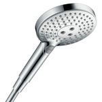 hansgrohe Raindance Select S - shower head, hand shower round (⌀ 120 mm) with 3 sprays, with anti-limescale function, chrome