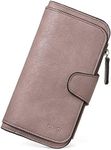 CLUCI Women Wallet Leather RFID Blocking Designer Trifold Card Holder Ladies Clutch with ID Window Purple