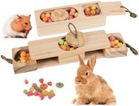 SoulThink® 3rd Generation Interactive Wooden Rabbit Toys - Enriching and Foraging Toy for Small Animals, Building Bond, Connection, Relationship with Pets, Sniff n' Snack Treat (2 Sets)