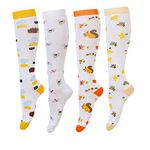 LEOSTEP Compression Socks for Men & Women (4Pair) Non-Slip Long Tube Support Stocking Ideal for Running,Nurse,Travel,Flight, Pregnancy,20-30mmHg