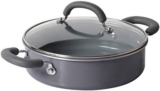 Meyer Anzen Healthy Ceramic Coated Sauteuse with Glass Lid | Ceramic Pan Cooking | Induction Pan | Non Stick Ceramic Pan | Ceramic Coated Cookware, 24 cm, Grey