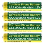 Pack of 4 Cordless Telephone Rechargeable Batteries Full Size AAA 600mAh 1.2V NiMH BuyaBattery Branded