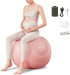 YOTTOY Pregnancy Ball,1.8mm Thick Birthing Ball for Maternity Physio and Birth Preparation,Yoga Ball&Exercise Ball for Pregnancy Includes Pump (Pink+Electric +Pump, 65cm-4'8"-5'10")