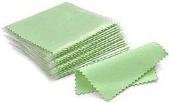 SEVENWELL 50pcs Jewelry Cleaning Cloth Green Polishing Cloth for Sterling Silver Gold Platinum Small Polish Cloth 8x8cm