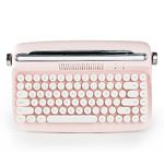 YUNZII ACTTO B303 Wireless Typewriter Keyboard, Retro Bluetooth Aesthetic Keyboard with Integrated Stand for Multi-Device (B303, Baby Pink)