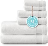 MARTHA STEWART 100% Cotton Bath Towels Set Of 6 Piece, 2 Bath Towels, 2 Hand Towels, 2 Washcloths, Quick Dry Towels, Soft & Absorbent, Bathroom Essentials, White