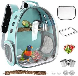 Bird Carrier Backpack Travel Cage with Perch, Breathable Clear Parrot Cockatiel Cage with Toy Stainless Steel Food Bowl Tray for Conures Parakeet Budgie Canary Lovebirds, Small Animal Pet Carrier Bag