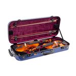 Crossrock Fiberglass Backpack Style Violin Case fits Two 4/4 Full Size with Removable Shoulder Straps-Navy Blue (CRF1020DVNVBL)