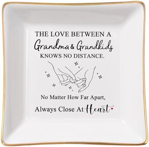 Spegiffu Grandma Gifts from Grandkids, Gifts for Grandma Jewelry Tray Dish - The Love Between A Grandma & Grandkids Knows No Distance, Grandmother Birthday Christmas for Grandma