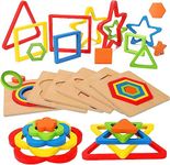 Montessori Toys for 2+ Year Old Children, Wooden Puzzles for Toddlers 1-3, Autism Sensory Shape Sorting Toys for 1 2 3 4 5+ Years Old Preschool Educational Kids Montessori Toys for Boys Girls