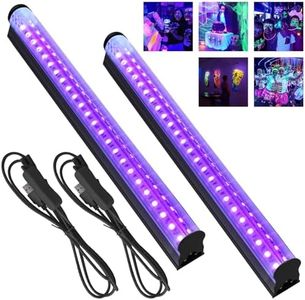 GOMETY LED Black Light Strip, 5W 28cm USB UV Spotlight Lamp Bar Adjustable 385-400nm With Switch for Disco Glow Party Accessories Halloween (T5)