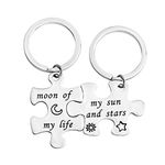 bobauna Moon Of My Life My Sun And Stars Puzzle Keychain Set Game Of Thrones Inspired Jewelry Gift For Couples Best Friends (moon sun stars set)