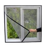 WonderNet Ready-to-Use Pre-Stitched Mosquito Net for Windows - Durable Fiberglass Insect Netting (50 CM X 70 CM) - Black Mesh Protection