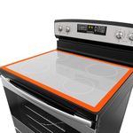 Stove Top Cover for Electric Stove - Silicone Stove Mat for Glass Top Stove, Glass Cooktop Protector, XL Dish Drying Mats for Kitchen, Range Covers for Electric Stove (Orange White,76x53cm)