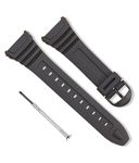 LineOn Resin Watch Soft Strap Compatible With CASIO 3239 W-96H-1A 2A 9A BLACK (ONLY STRAP) with tool