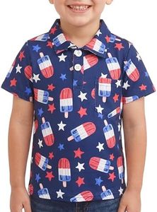 Unique Baby Boys Patriotic Popsicles Print 4th of July Polo Shirt (4t, Popsicles)