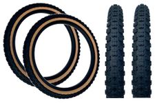 PAIR Baldy's 16 x 1.75 BLACK With TAN WALL Kids BMX/Mountain Bike Tyres