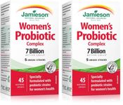 Jamieson Women's Probiotic Complex 7 Billion Active Cells, Supports Digestive Health, Intestinal Health, Gut Flora, and Vaginal Health with Lactobacillus and Bifidobacterium, Non-GMO, Gluten-Free, 45 Vegetarian Capsules