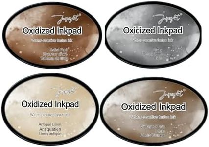 Qsnmieo Distress Oxide Ink Pads for Stamps 2.8"X3.9"Stamping, Ink Stamp Pads (B:Grey,Walnut Stain,Vintage Photo,Antique Linon)