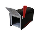 Mailbox - Duraline for Outside Post Mount - Heavy Duty Modern Mailbox with Reflective Strip and 2-Way Flag – Large Capacity Vandal-Proof Plastic Mailbox – Easy Post Mounting – Modern (Black)