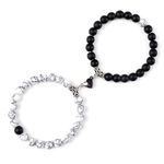 Homeistic Applience Charming Handcrafted Couple Bracelet With Natural Stones Reiki Yoga Healing Onyx Unisex Bracelet for Men and Women: Elevate Your Style with Elegance (Set of 2)