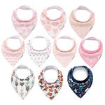 ALVABABY Baby Drool Bandana Bibs For Drooling Teething Feeding Reusable Adjustable Snaps Super Absorbent 100% Cotton Unisex Boys Girls 10 Pack Newborn Infant Toddler Pink Burp Bibs Baby Gifts